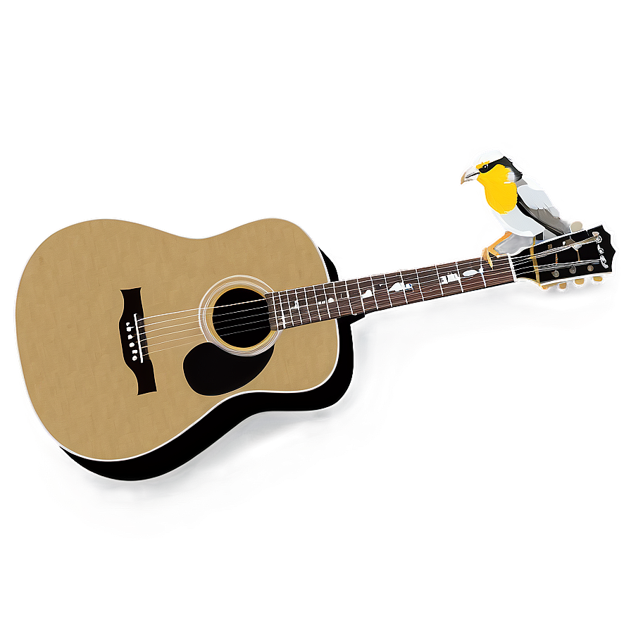 Acoustic Guitar With Bird Png 19 PNG Image