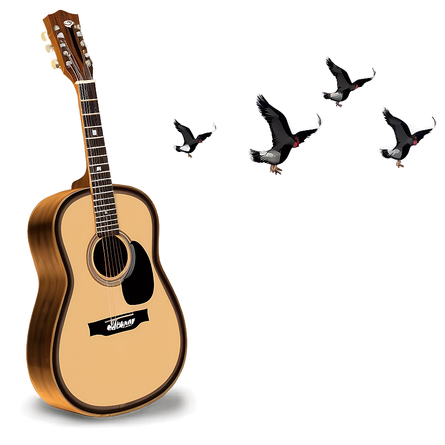 Acoustic Guitar With Bird Png Mfc34 PNG Image