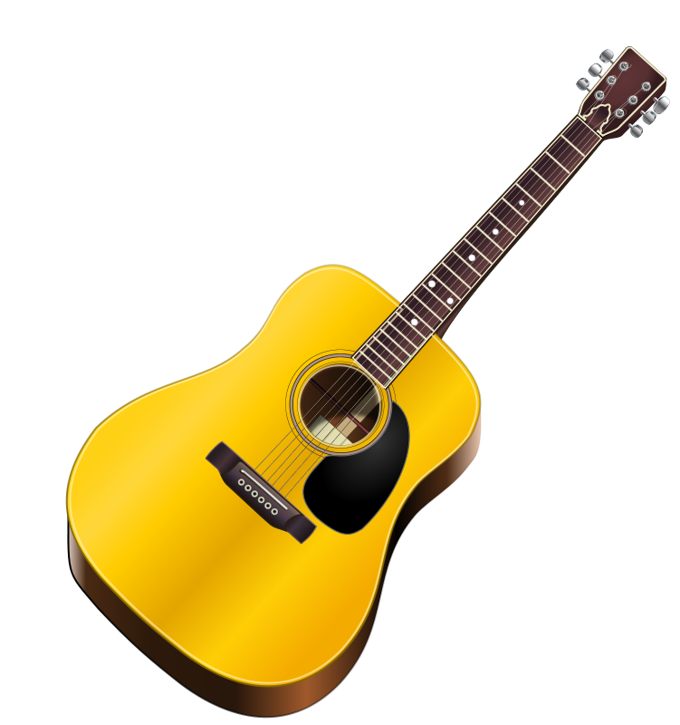 Acoustic Guitaron Black Background PNG Image