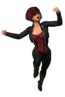 Action Pose Redhead Animated Character PNG Image