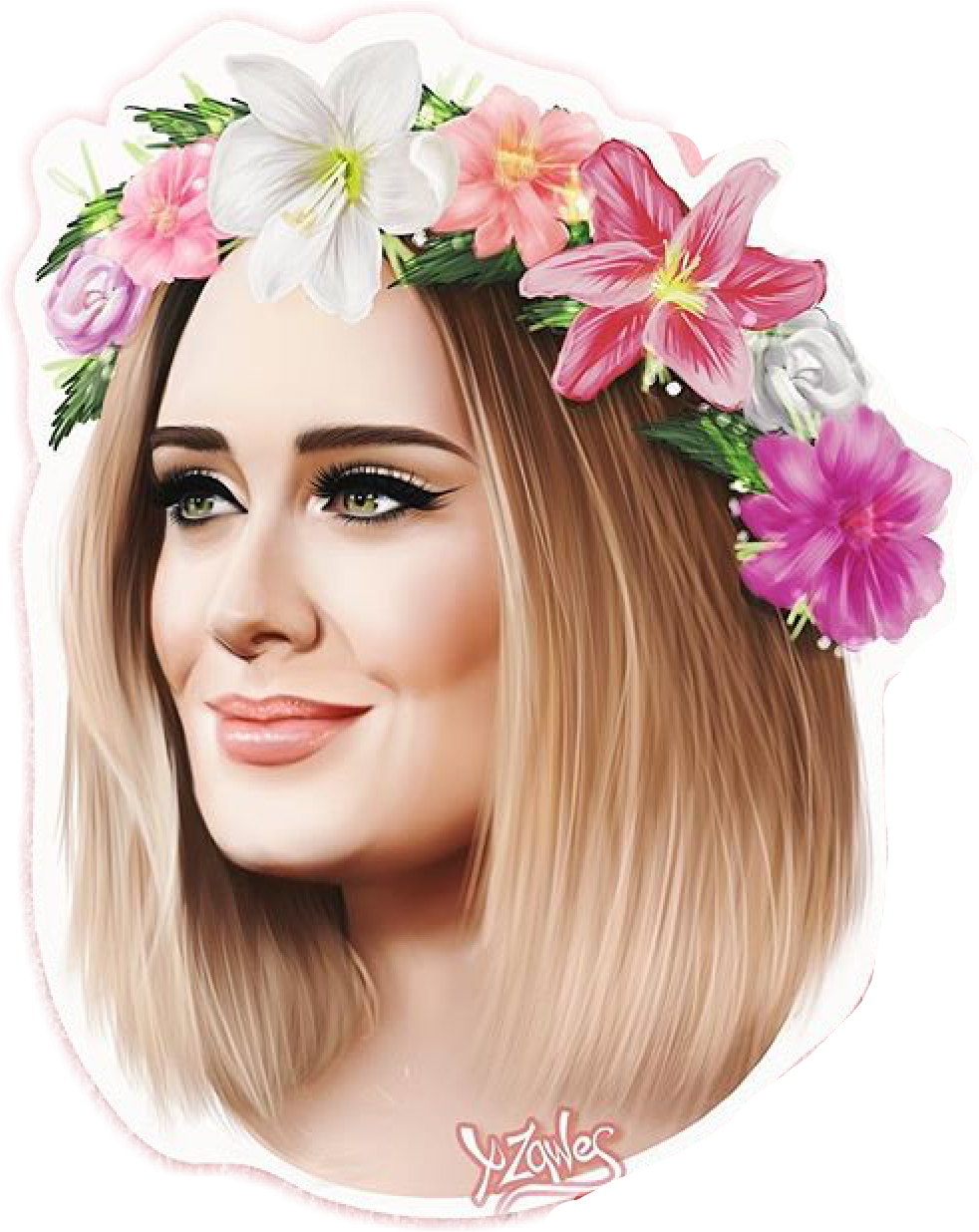 Adele Floral Crown Illustration PNG Image