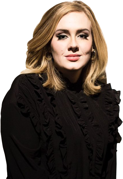 Adele Portraitin Black Ruffle Dress PNG Image