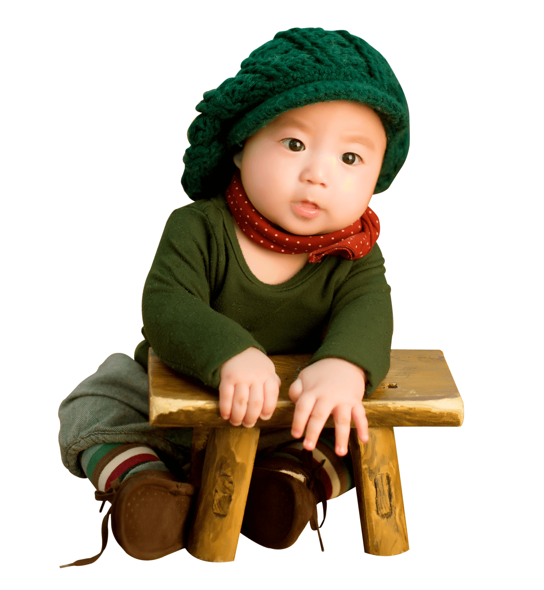 Adorable Babyin Green Hatand Scarf PNG Image