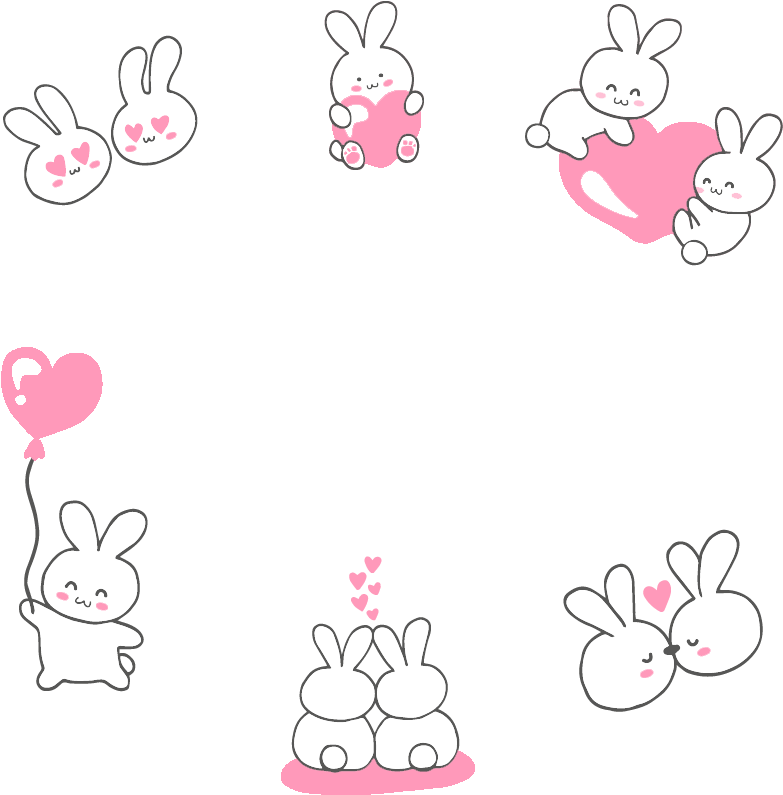 Adorable Bunny Love Pattern PNG Image