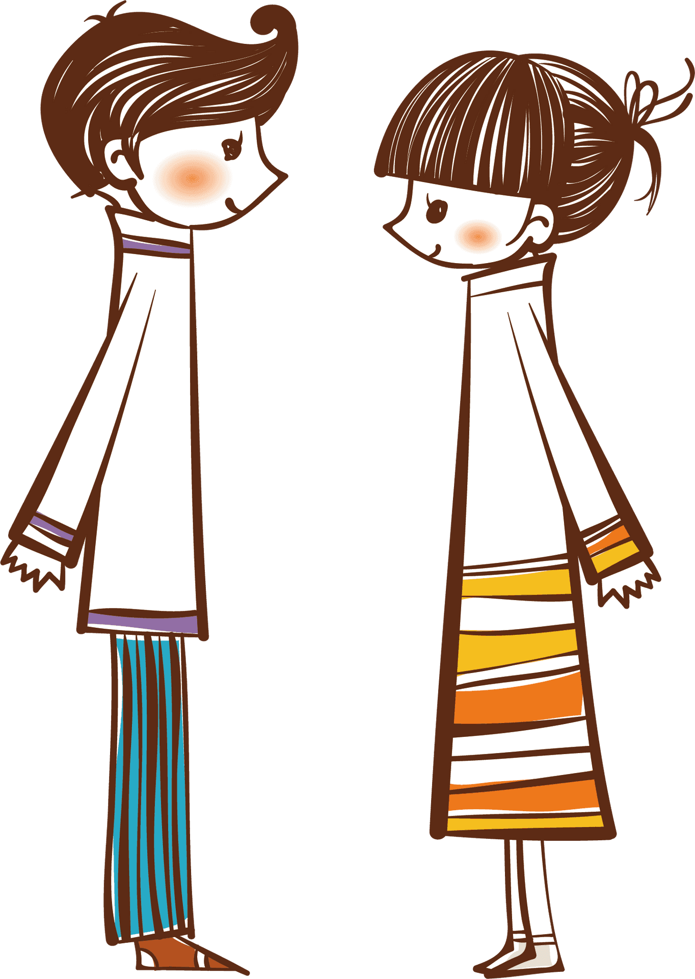 Adorable Cartoon Couple Love PNG Image