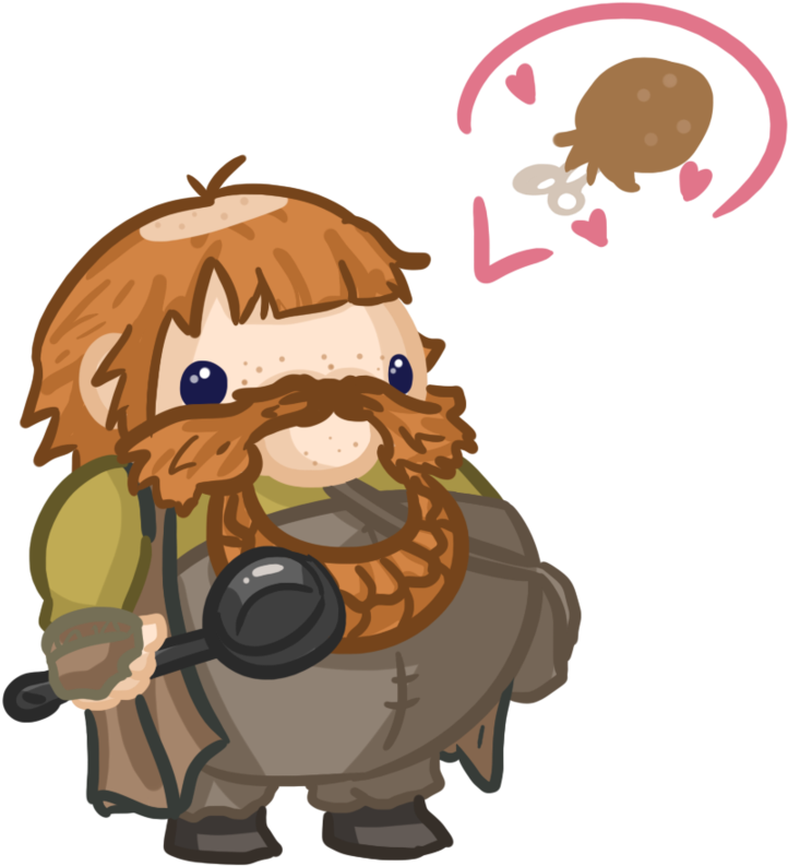 Adorable Cartoon Hobbit Dreamingof Food PNG Image