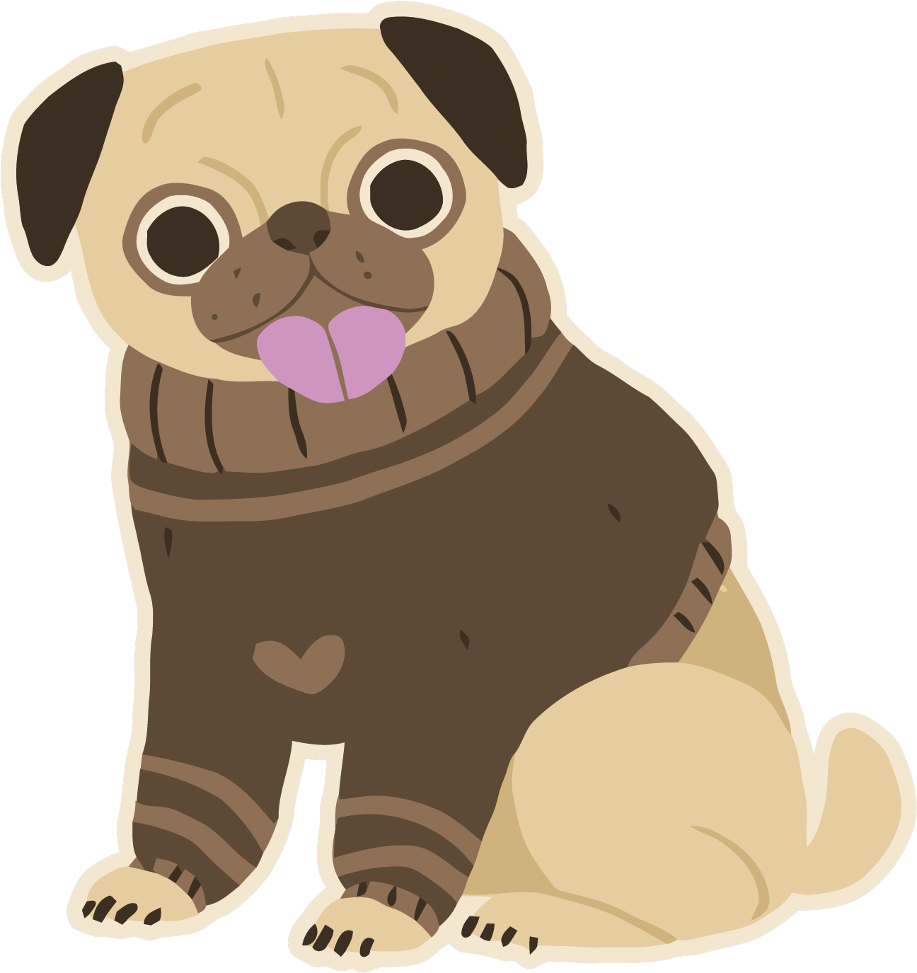 Adorable Cartoon Pugin Sweater PNG Image