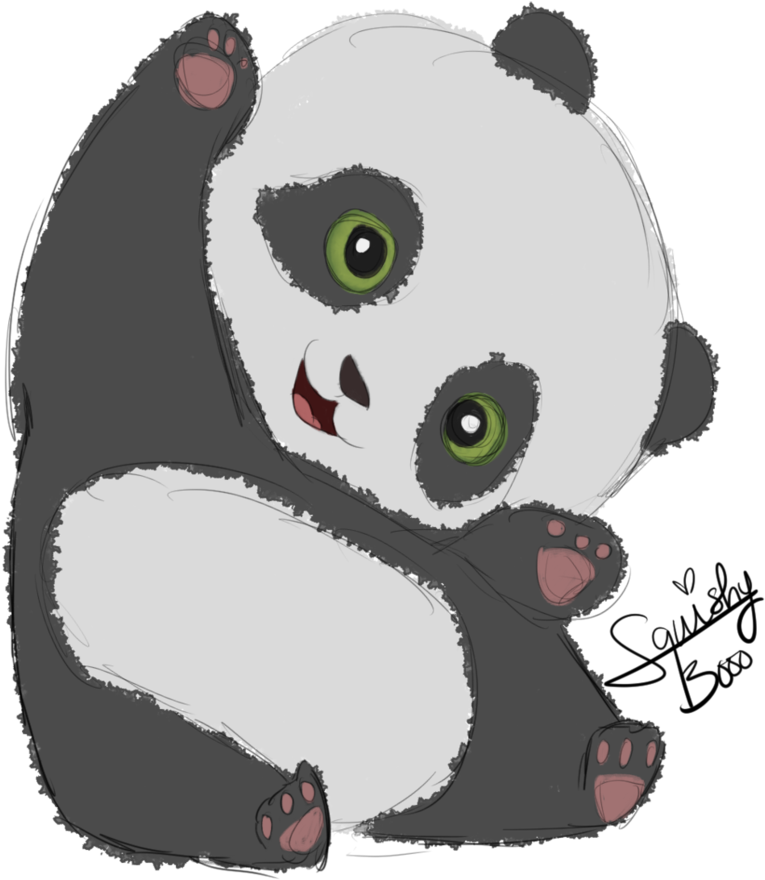 Adorable Green Eyed Panda Illustration PNG Image