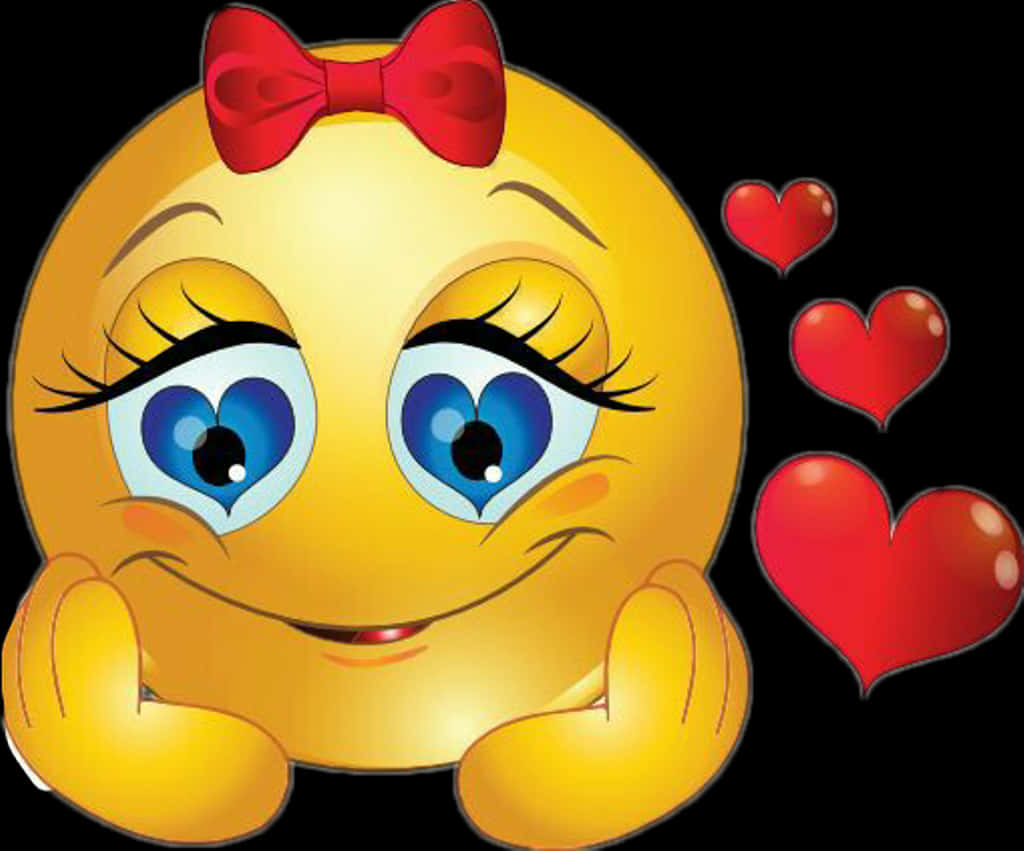 Adorable Love Emojiwith Hearts PNG Image