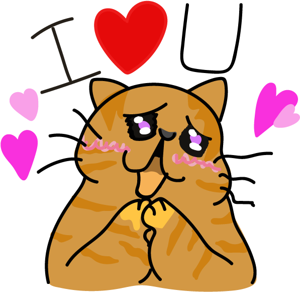 Adorable Love Struck Cat PNG Image