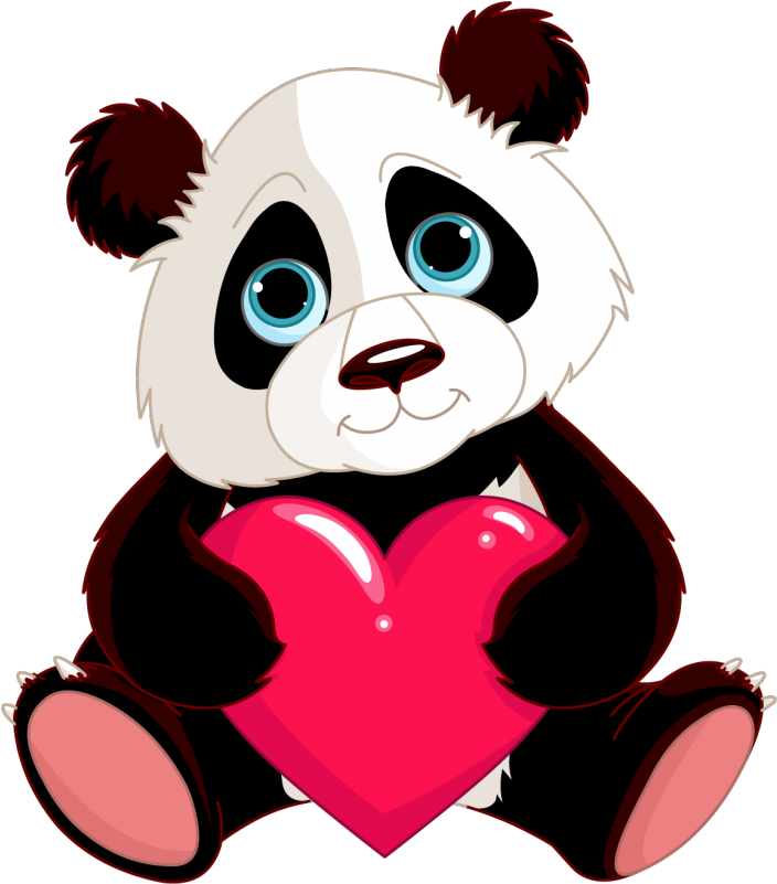 Adorable Panda Holding Heart PNG Image