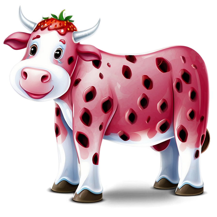 Adorable Strawberry Cow Clipart Png Ltj4 PNG Image