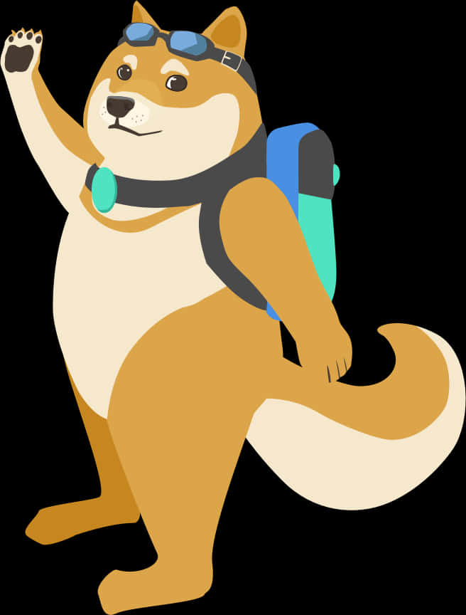 Adventurous Doge Cartoon PNG Image