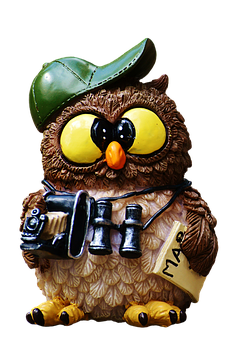 Adventurous Owl Figurine PNG Image