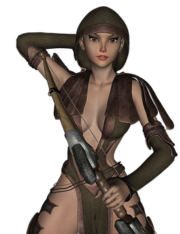 Adventurous Womanwith Rifle PNG Image