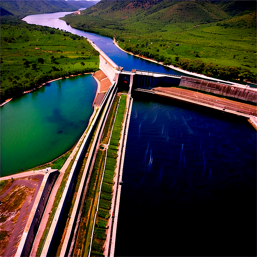 Aerial Shot Of Large Dam Png Chv PNG Image