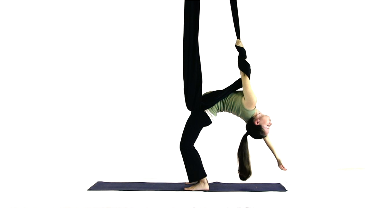 Aerial Yoga Inversion Practice PNG Image