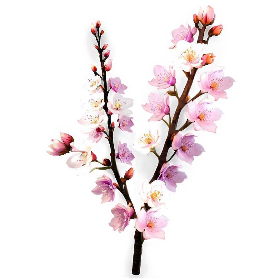 Aesthetic Flowers On Branch Png Crw PNG Image