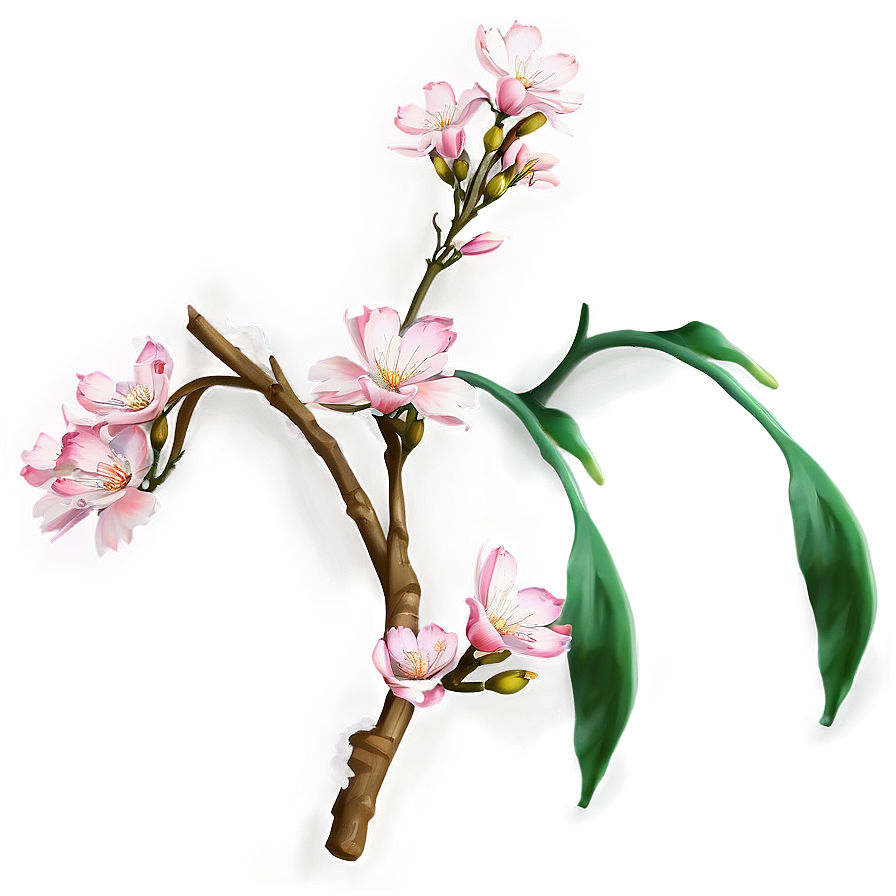 Aesthetic Flowers On Branch Png Vji PNG Image