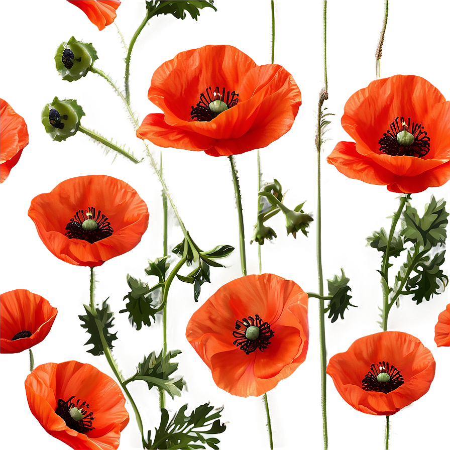 Aesthetic Poppy Flower Delicacy Png Kit PNG Image