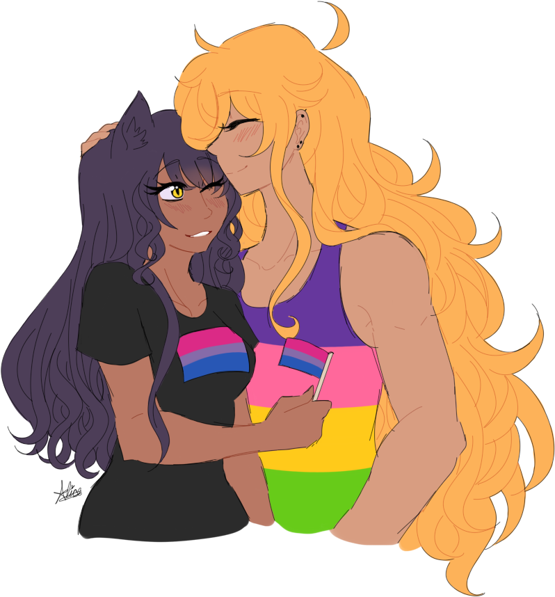 Affectionate Couple Lesbian Pride PNG Image