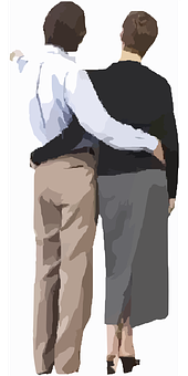 Affectionate Couple Walking Away PNG Image