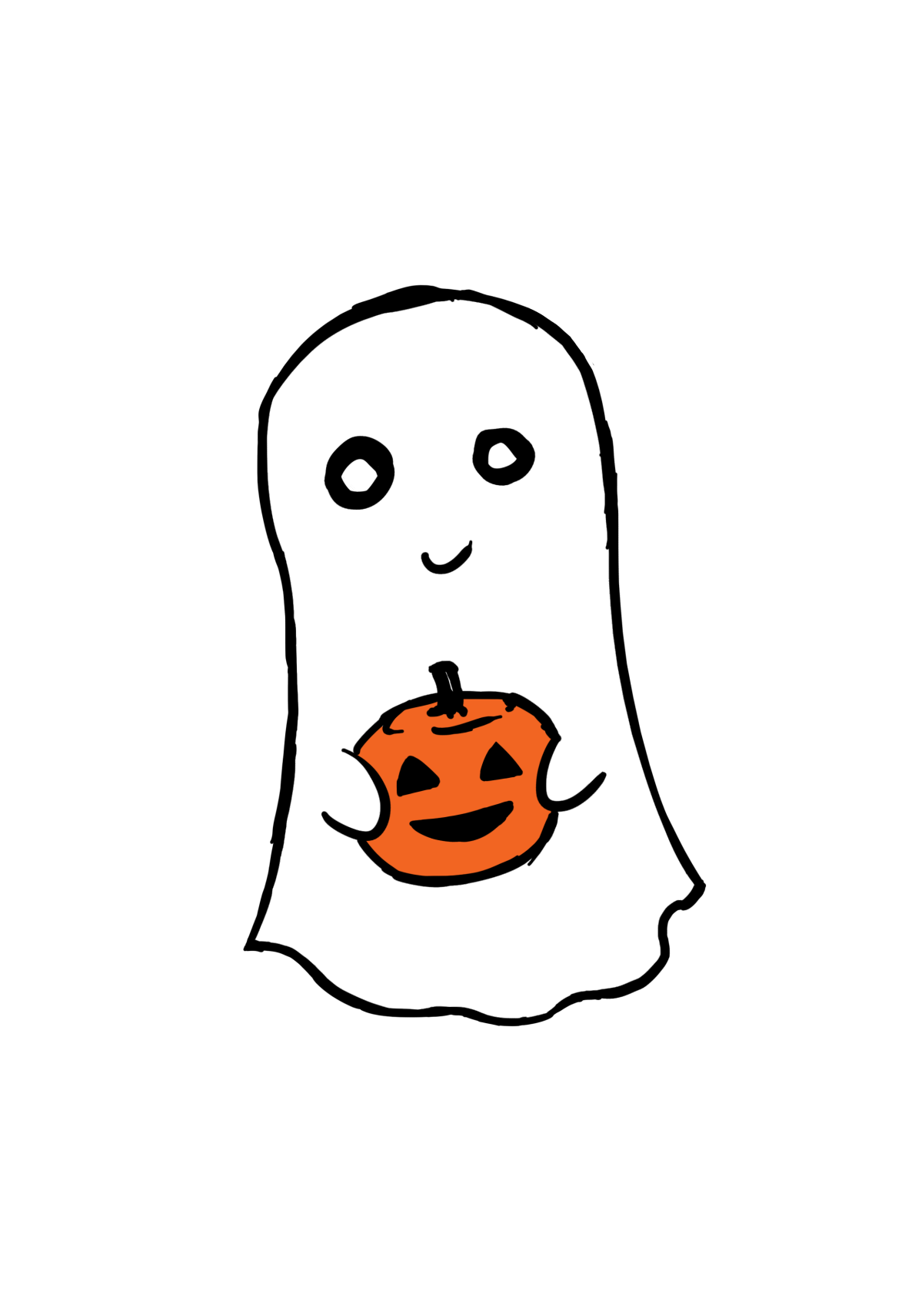 Affectionate Ghost Holding Pumpkin PNG Image