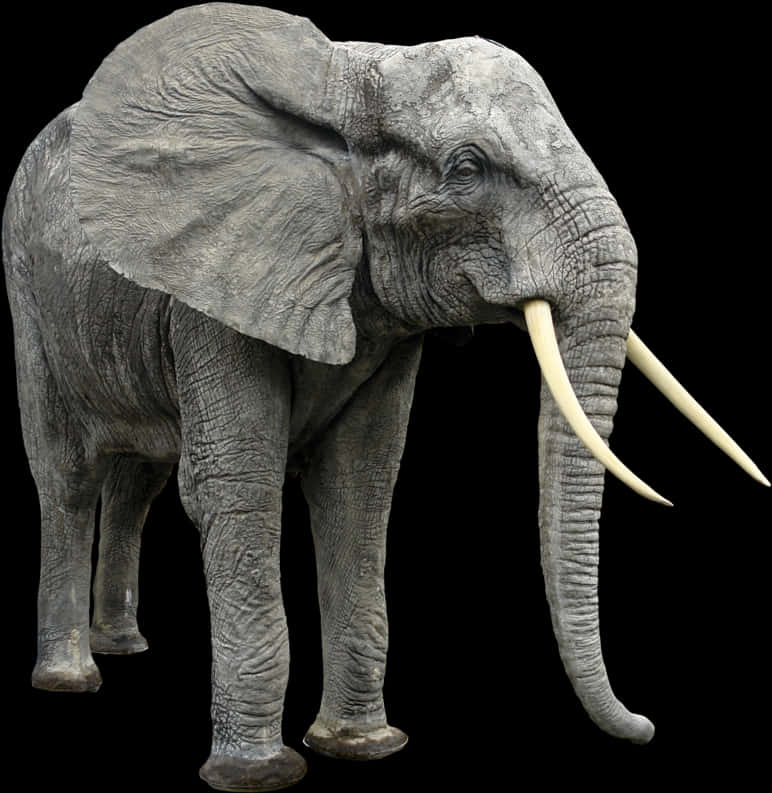 African Elephant Isolatedon Black PNG Image