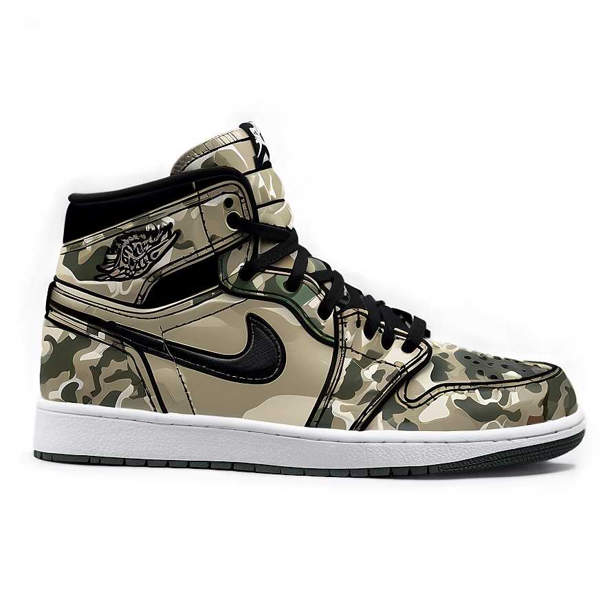 Air Jordan 1 Digital Camo Print Png Owx93 PNG Image