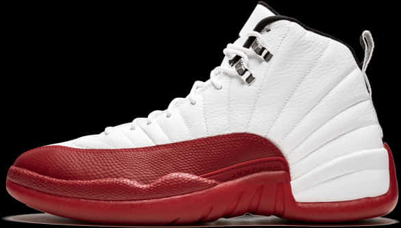 Air Jordan12 Retro White Red Sneaker PNG Image