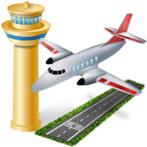 Airport Control Towerand Airplane PNG Image