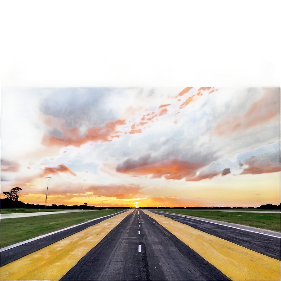 Airport Runway Sunset Png Ibj30 PNG Image