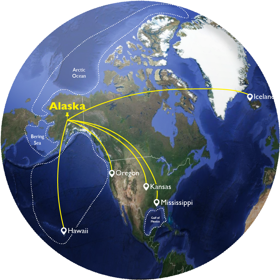 Alaska Flight Paths Map PNG Image