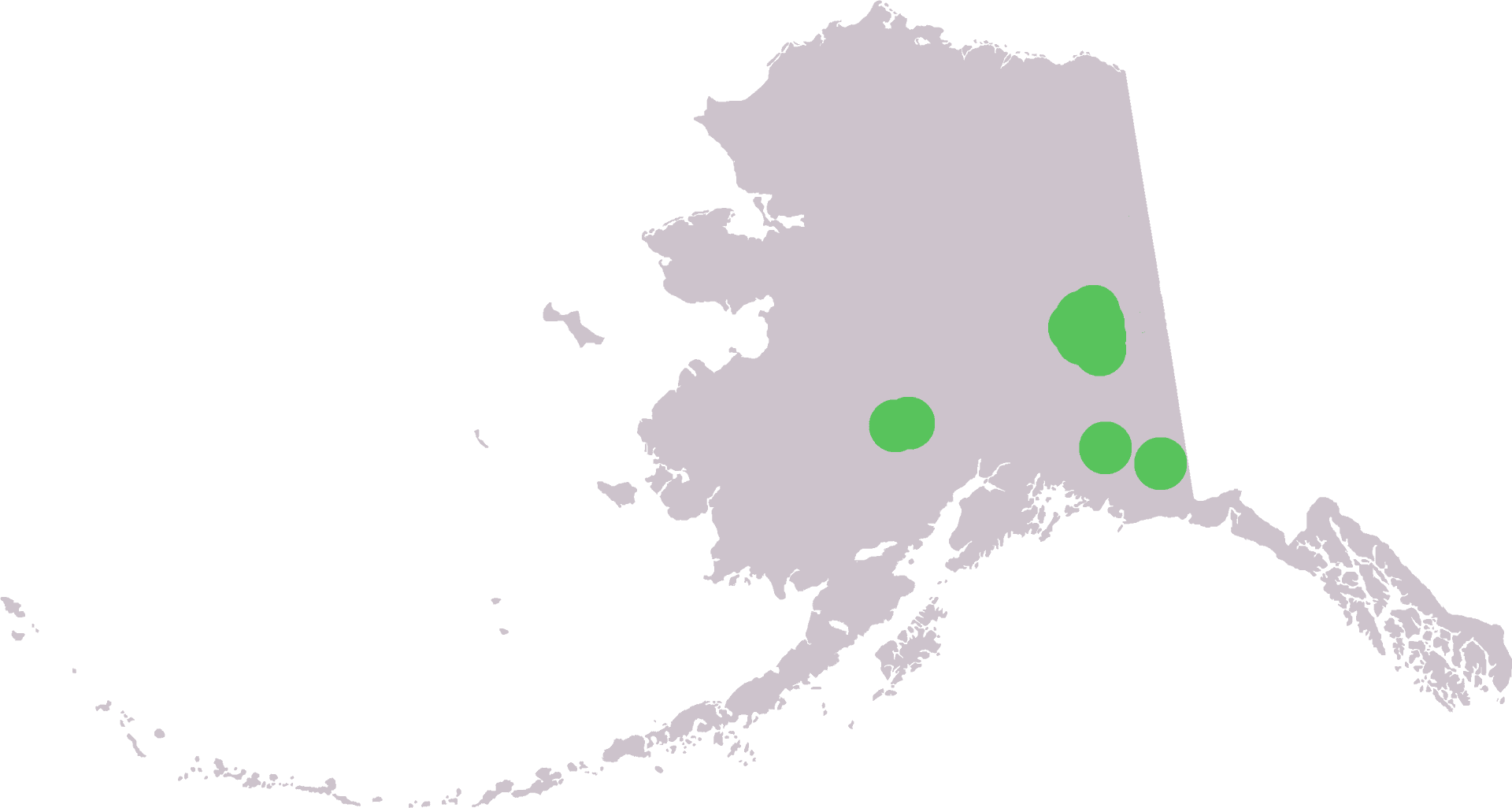 Alaska Mapwith Green Dots PNG Image