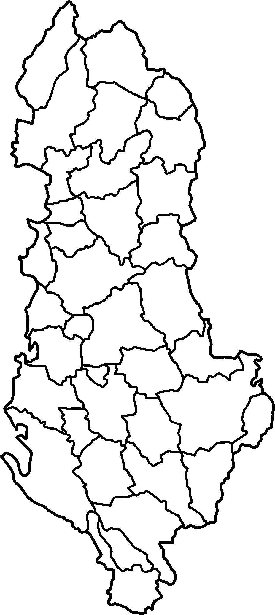 Albania Administrative Divisions Outline PNG Image