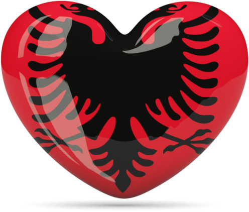 Albanian Flag Heart Shaped Graphic PNG Image