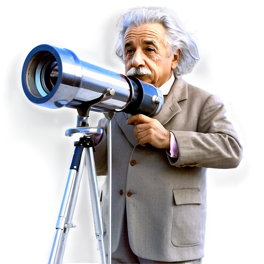 Albert Einstein With Telescope Png Ryi30 PNG Image