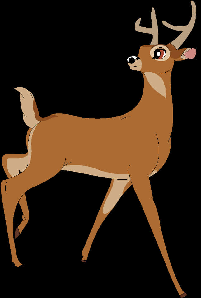 Alert Brown Deer Cartoon PNG Image