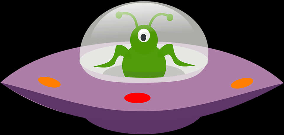 Alien In U F O Cartoon Illustration PNG Image