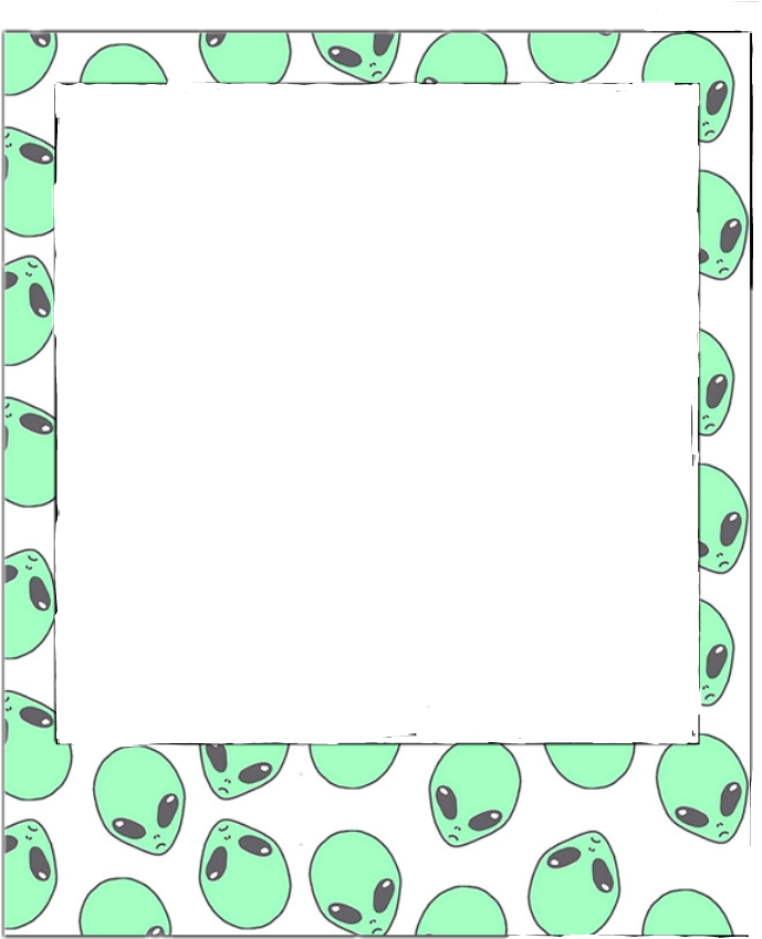 Alien Pattern Polaroid Frame PNG Image