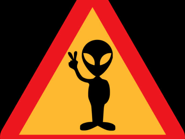 Alien Peace Sign Triangle Warning Symbol PNG Image