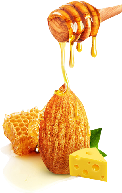 Almond Honey Cheese Combination PNG Image