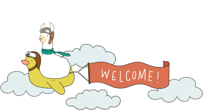 Alpaca Riding Duck Welcome Banner PNG Image