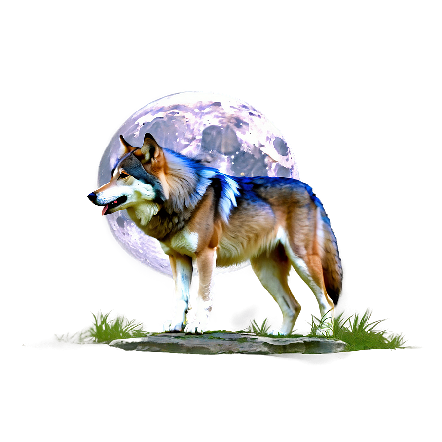 Alpha Wolf And Full Moon Png Geh PNG Image