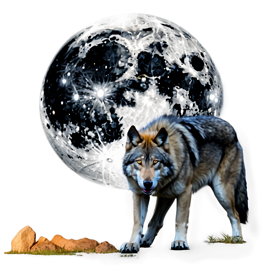 Alpha Wolf And Full Moon Png Svi62 PNG Image