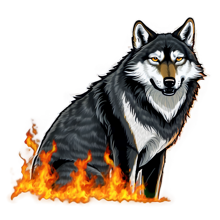 Alpha Wolf In Flames Png 92 PNG Image