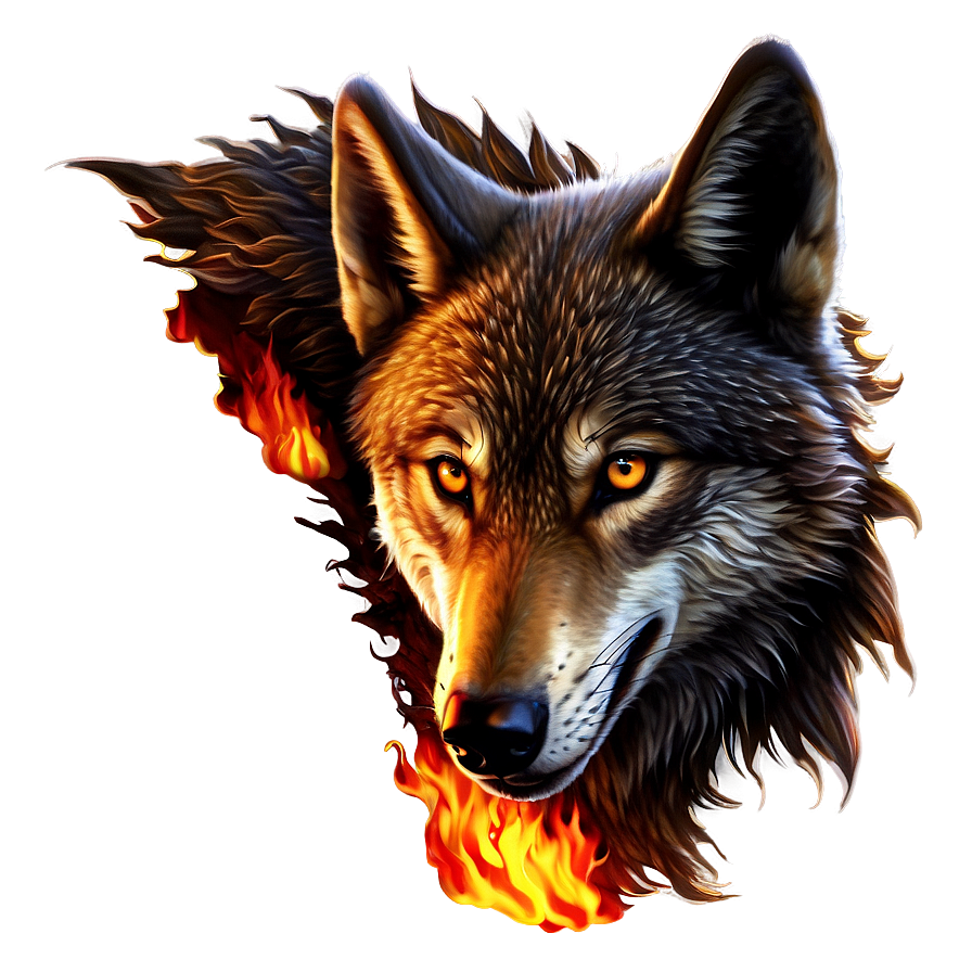 Alpha Wolf In Flames Png Mpe PNG Image