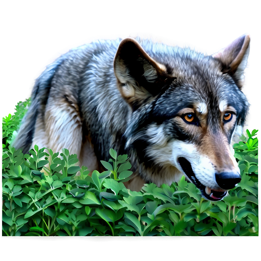 Alpha Wolf In Greenery Png 06292024 PNG Image