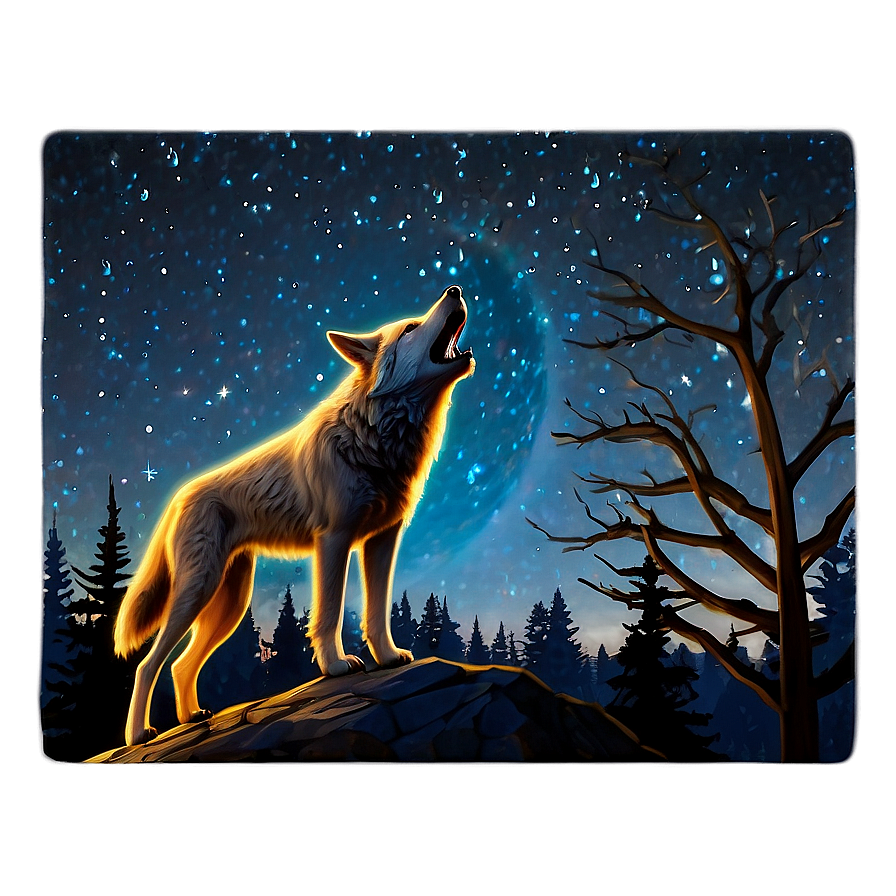 Alpha Wolf In Night Sky Png Ibx26 PNG Image