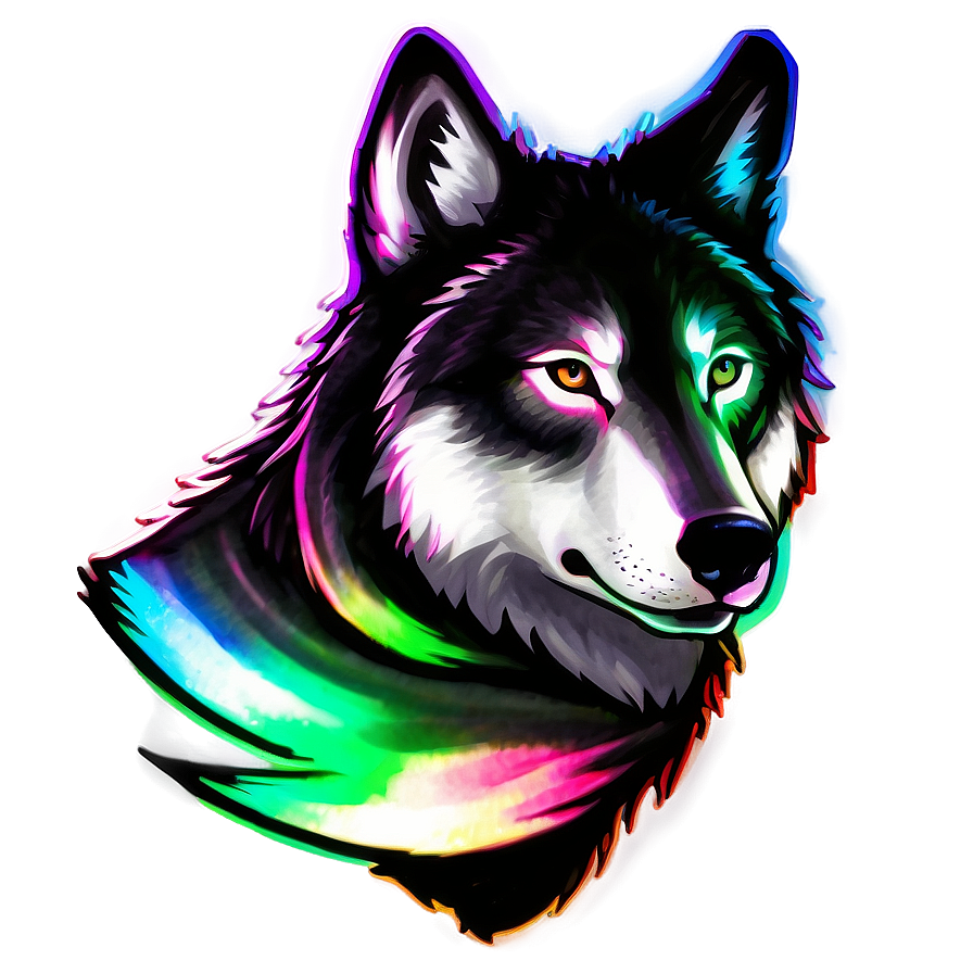 Alpha Wolf With Northern Lights Png Qdb PNG Image